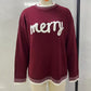 Merry Festive Knit Sweater  Casual Holiday Crewneck Pullover Top