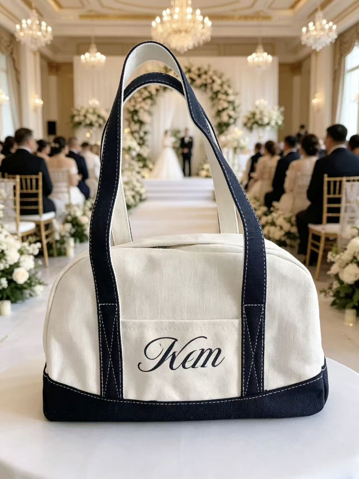 Personalized Embroidered Monogram Canvas Tote
