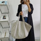 Large Capacity Striped Tote Bag