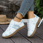 Floral Print Color Block Detail Lace Up Shoes