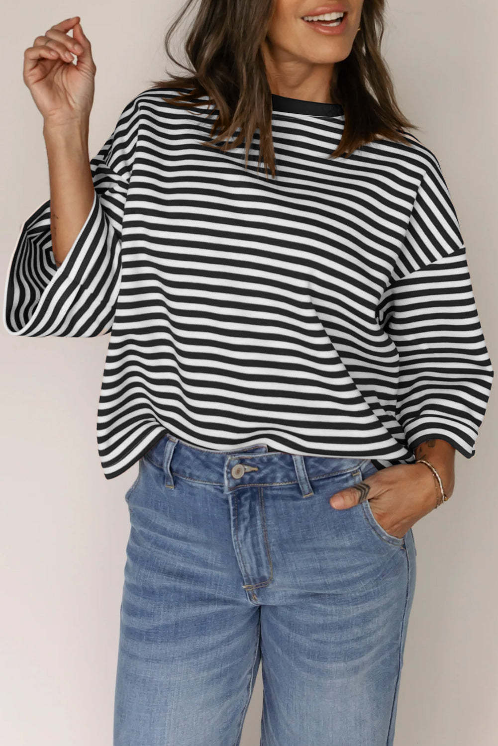 Striped Back Bow Tie T-Shirt