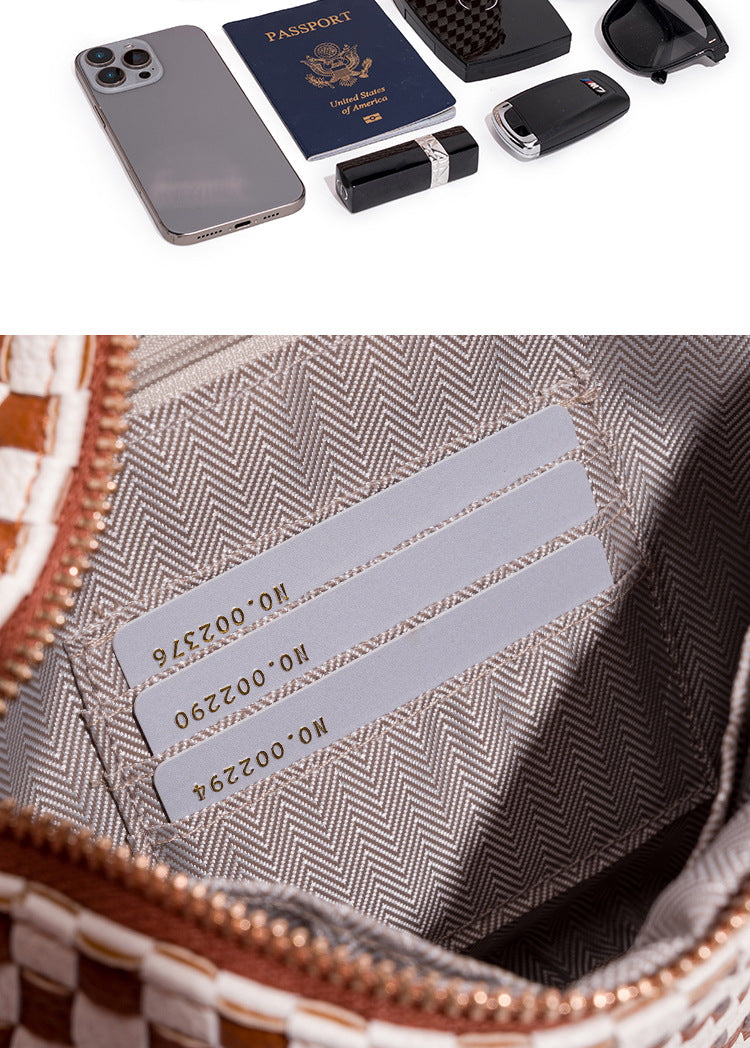 Checkered Woven Crossbody Fanny Pack with Coin Purse