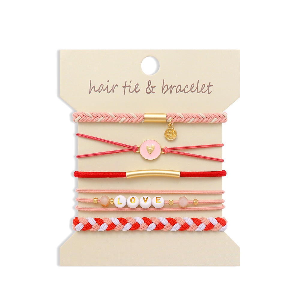 Boho 2-in-1 Hair Tie & Bracelet Set (5-Piece Pack)