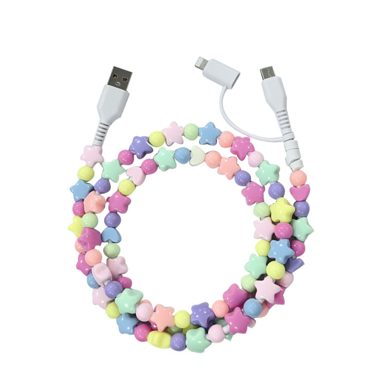 Colored Bead Ccharging Cable 1m