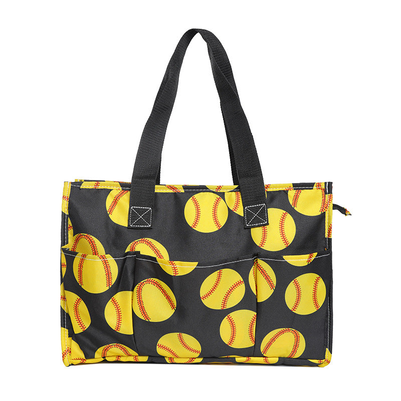 Ball Sports Print Multi-Pocket Utility Tote Bag