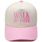 "Walk by Faith" Embroidered Retro Color-Block Trucker Hat