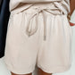 Quarter Zip Sleeveless Top Drawstring Shorts Casual 2pcs Outfit