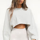 Midriff-Baring Round Neck Sweatshirt T-shirt