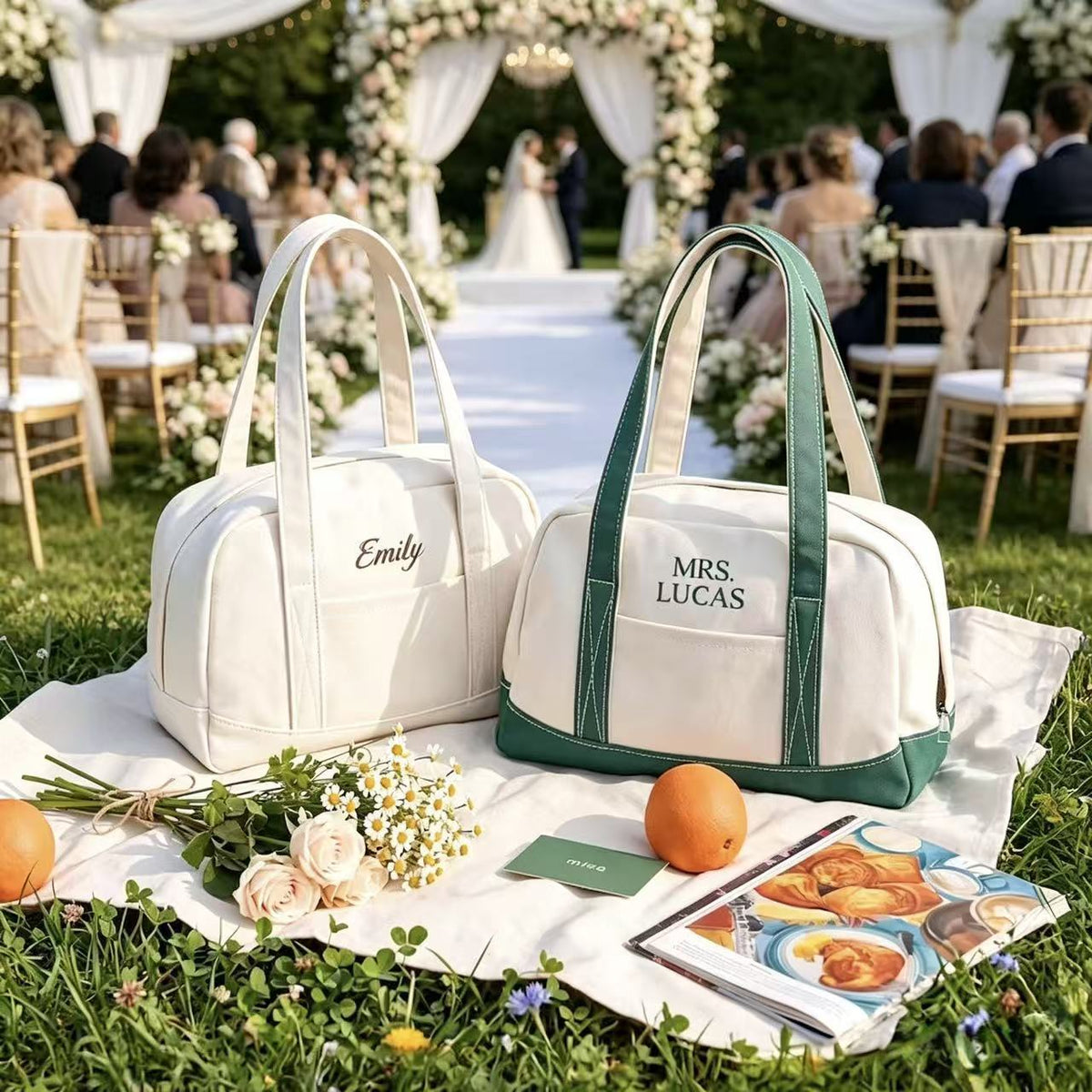 Personalized Embroidered Monogram Canvas Tote