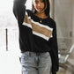 Contrast Color Loose Round Neck Sweatshirt