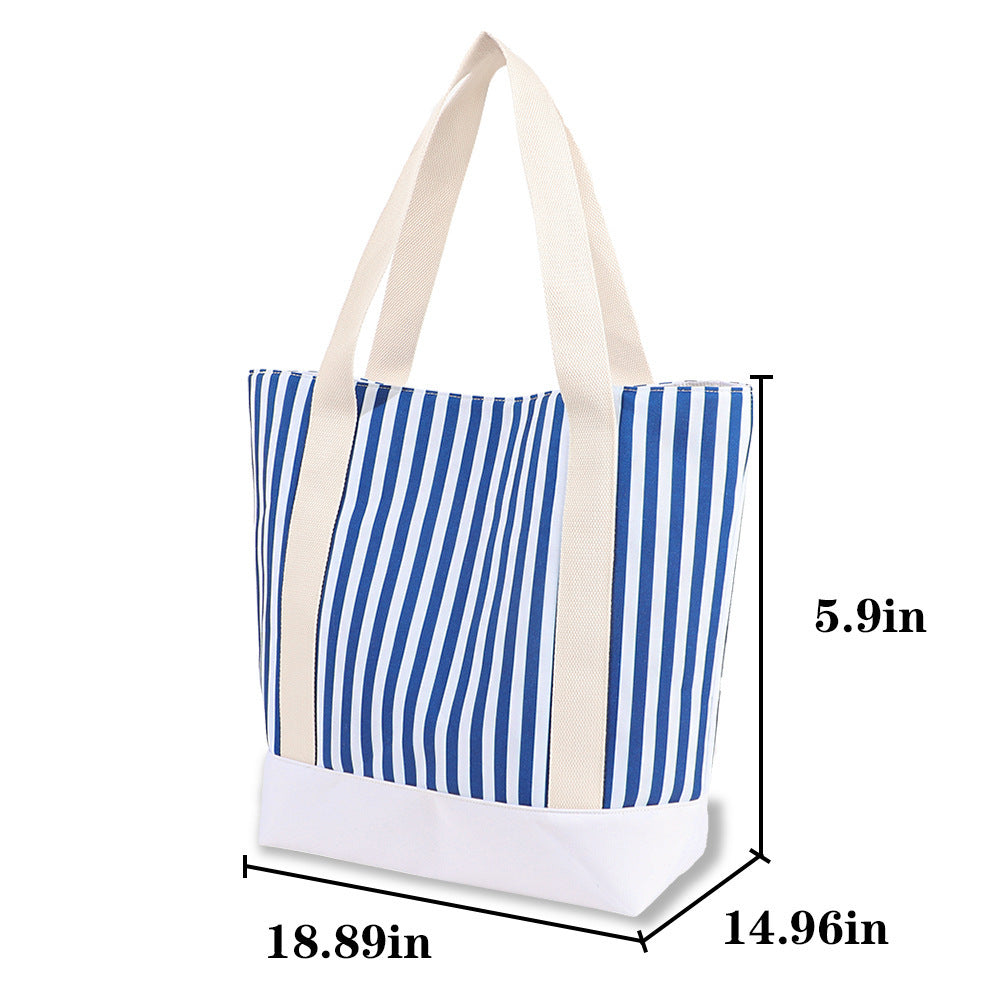 Large Capacity Striped Tote Bag