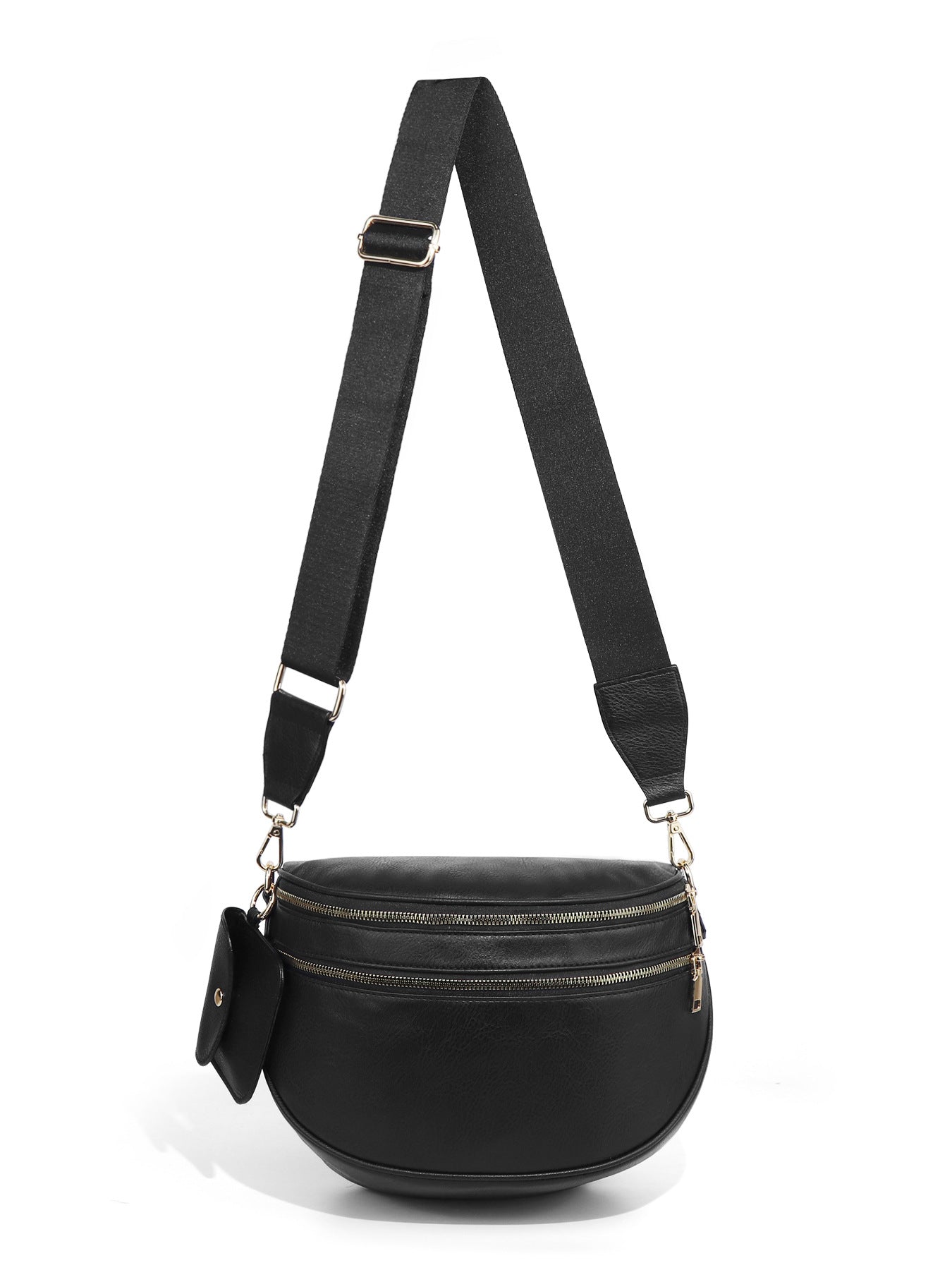 Checkered Crossbody Bag with Detachable Pouch