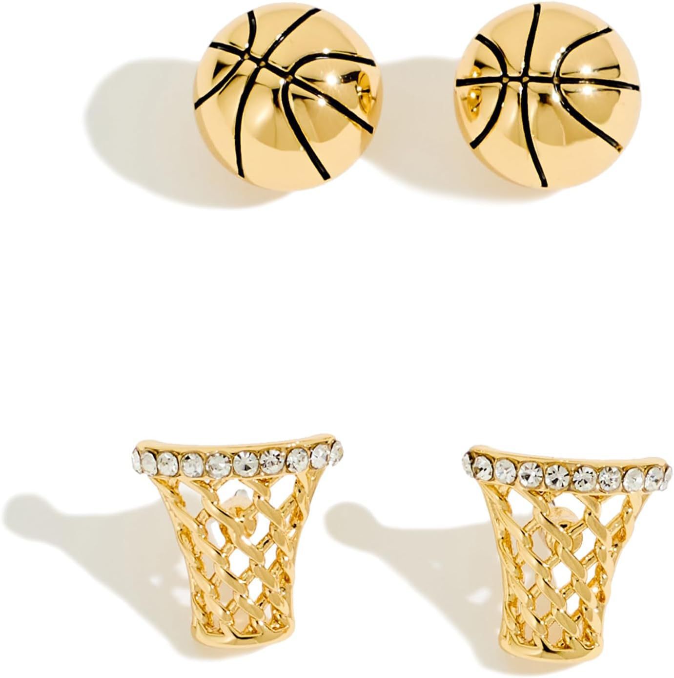 14K Gold Stud Earrings with Sporty Elements