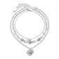 Plated Layered Heart Pendant Irregular Pearl Layered Necklace