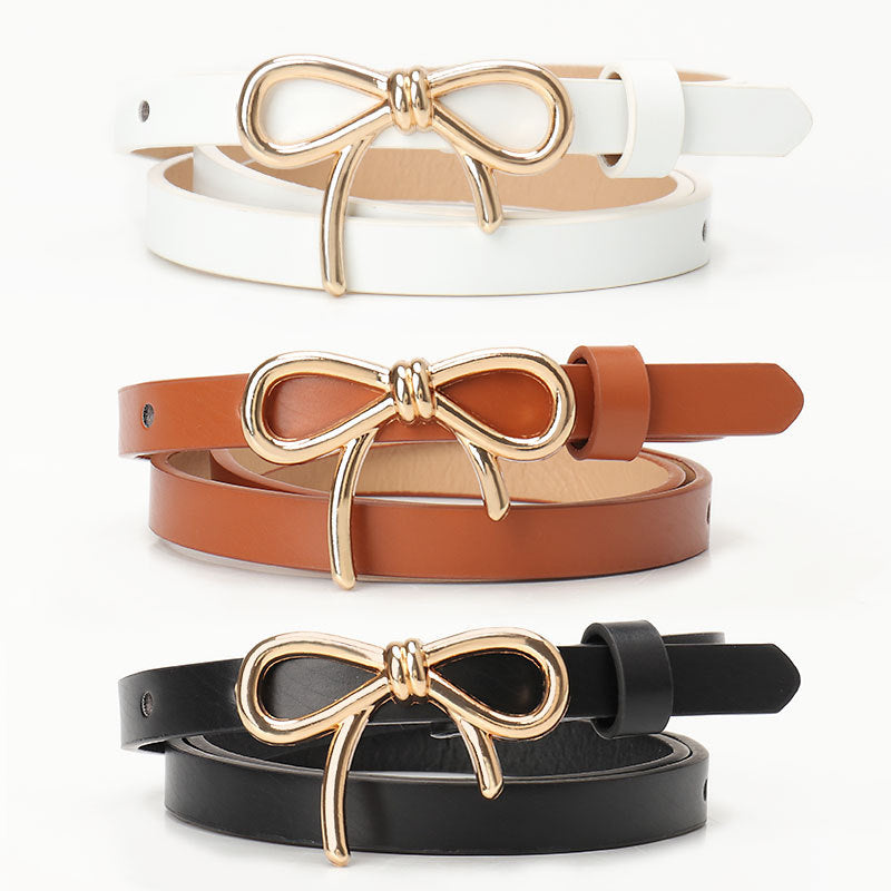 Bow Buckle Skinny Belt