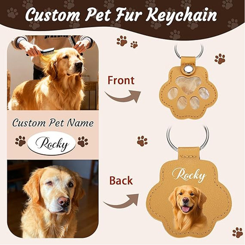 Custom Pet Memorial PU Leather Keychain