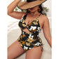 Plus Size Floral Hollow One-piece Swimsuit