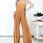 Light Wash Exposed Seam Wide Leg Denim Overall