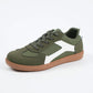 PU Leather Stitched Color Block Casual Lace-Up Sneakers