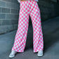 Checkerboard Print Casual Pants