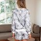 Woodland Camo Print Baggy Pullover Drawstring Shorts Set