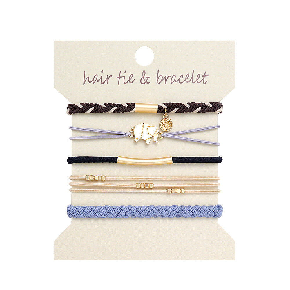 Boho 2-in-1 Hair Tie & Bracelet Set (5-Piece Pack)