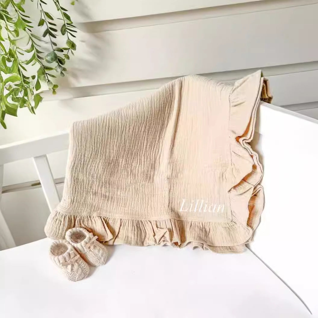 Custom Personalized Ruffle Baby Blanket