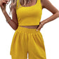 Solid Color Sleeveless Loungewear Set