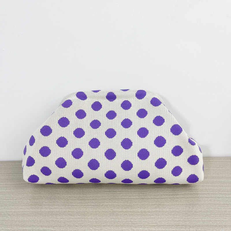 Polka Dot Knitted Kiss-Lock Clutch Bag