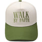 "Walk by Faith" Embroidered Retro Color-Block Trucker Hat
