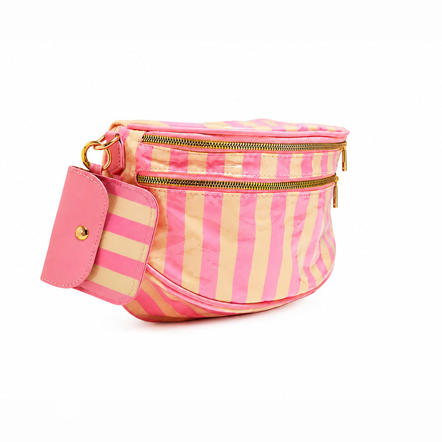 Striped Crossbody Belt Bag with Coin Pouch