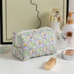 Custom Embroidered Floral Quilted Cosmetic Bag