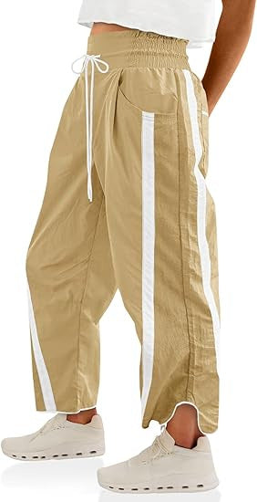 Retro Contrast Side Stripe Wide Leg Track Pants