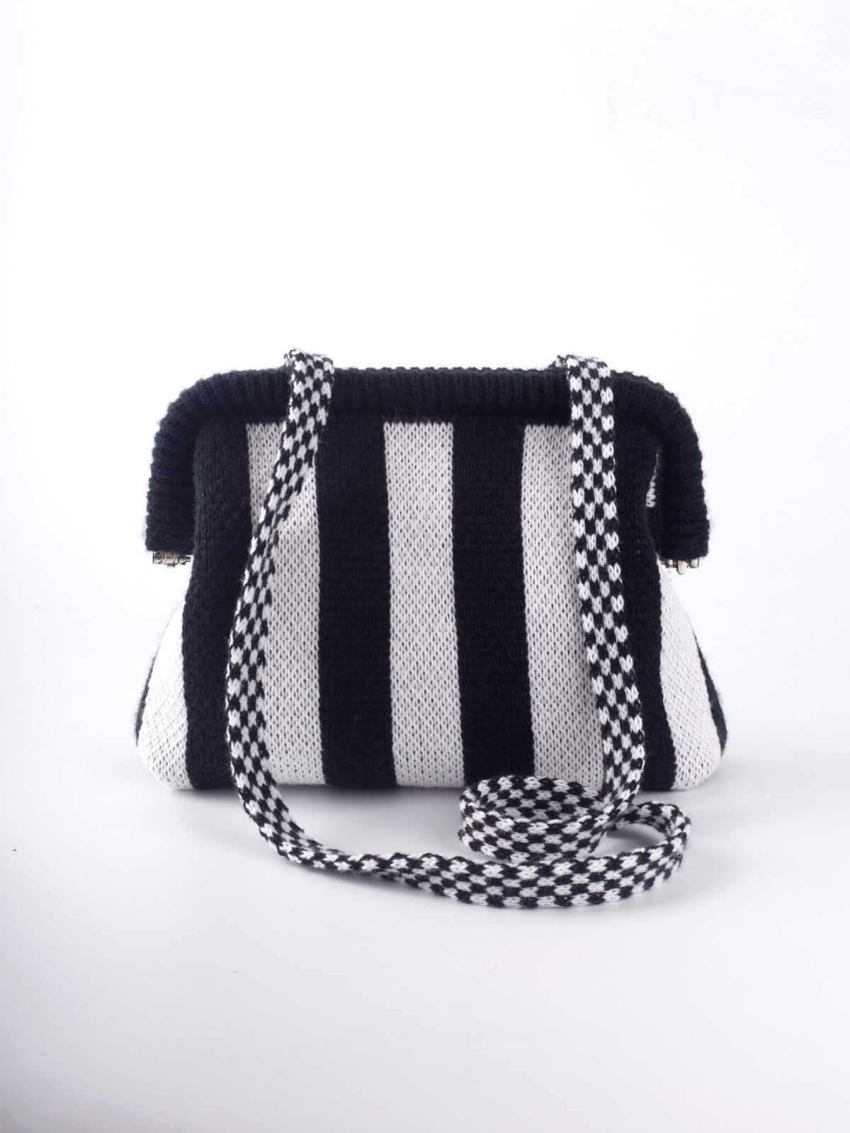 Striped Knit Cloud Frame Clutch Crossbody Bag