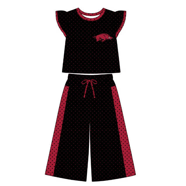 Custom Kids Top Wide Leg Pants Set Ruffle Set
