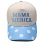 Embroidered "MAMA MERICA" Trucker Hat – Color-Block Structured Baseball Cap