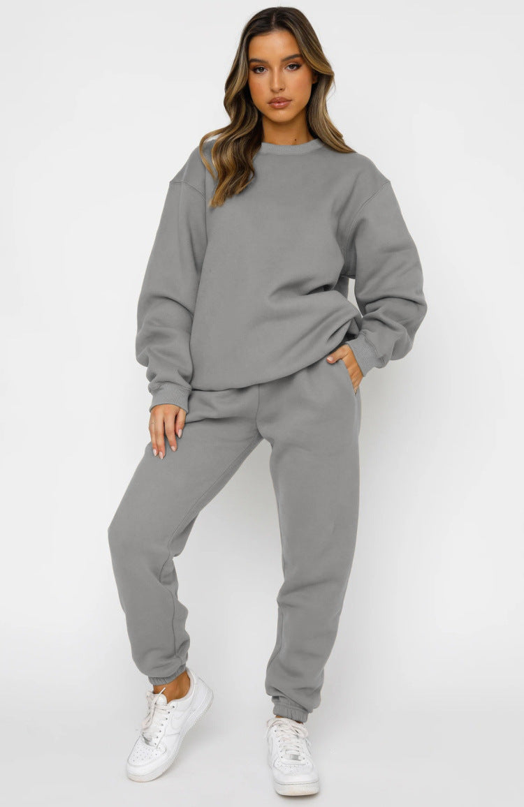 Round Neck Sweatshirt + Pants Suit