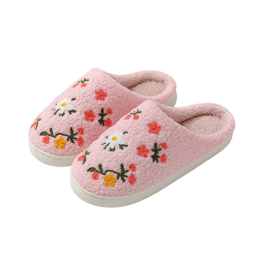 Cute Flowers Plush House Slippers