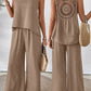 Hollow Lace Fashion Casual Vest Wide Leg Pants