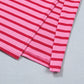 Rose Stripe Striped Short Sleeve Scalloped Trim Side Slit T-Shirt Dress
