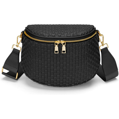 Trendy Woven Checkered Crossbody Bum Bag for Women