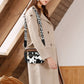 Cow Print Color Block Crossbody Bag With Adjustable Strap