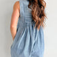 Washed Denim Pleated Romper