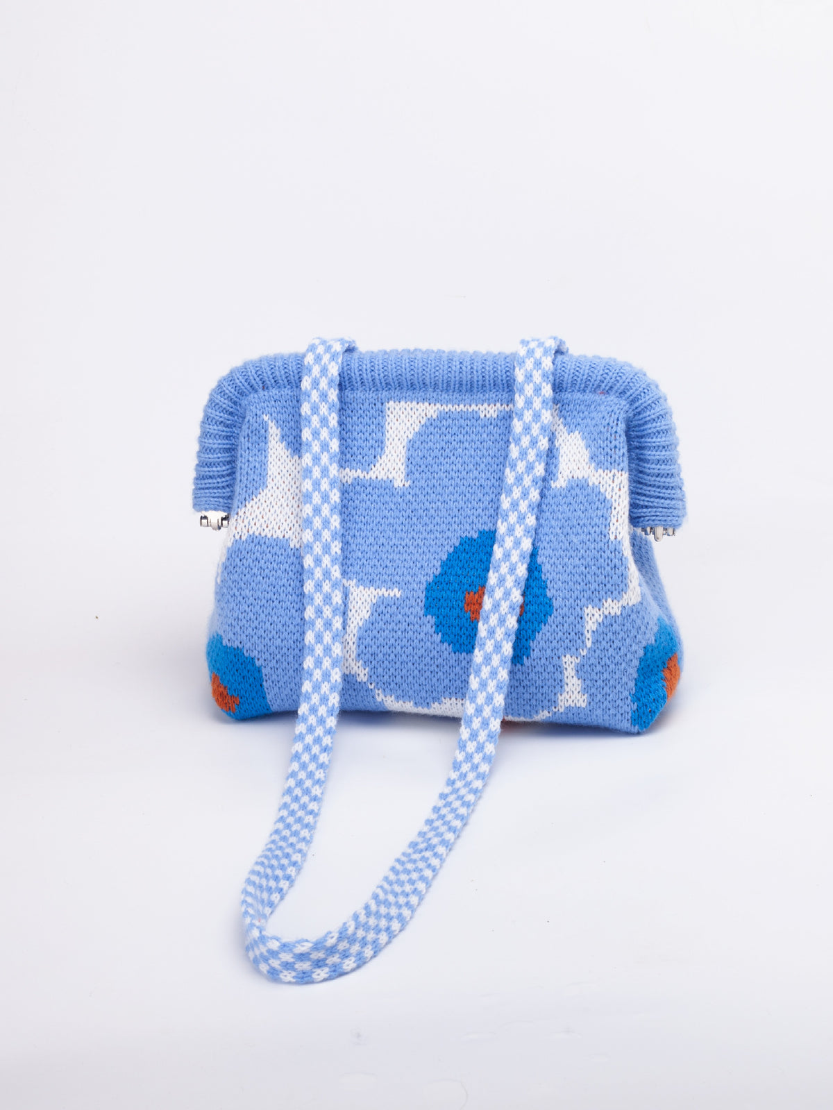 Striped Knit Cloud Frame Clutch Crossbody Bag