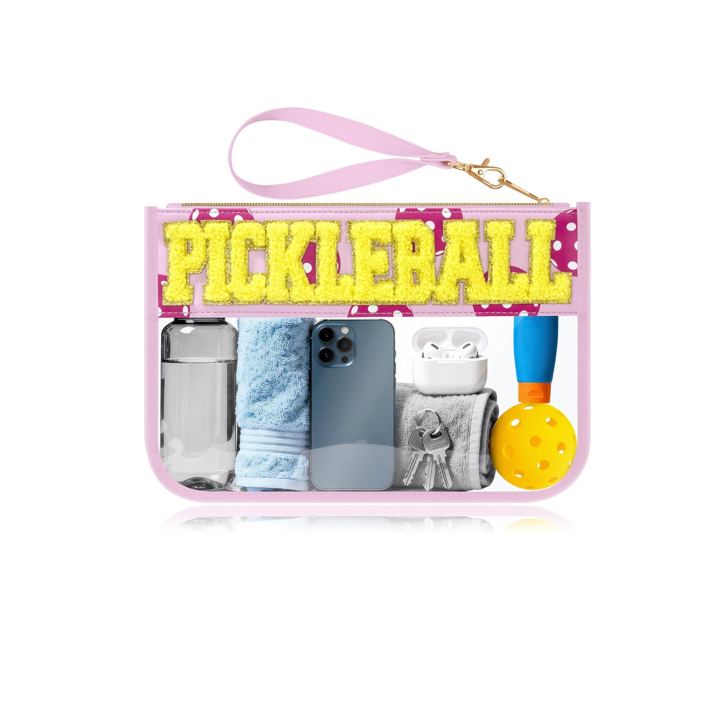 Clear Pouches Featuring Ball Game Glitter Chenille Patches