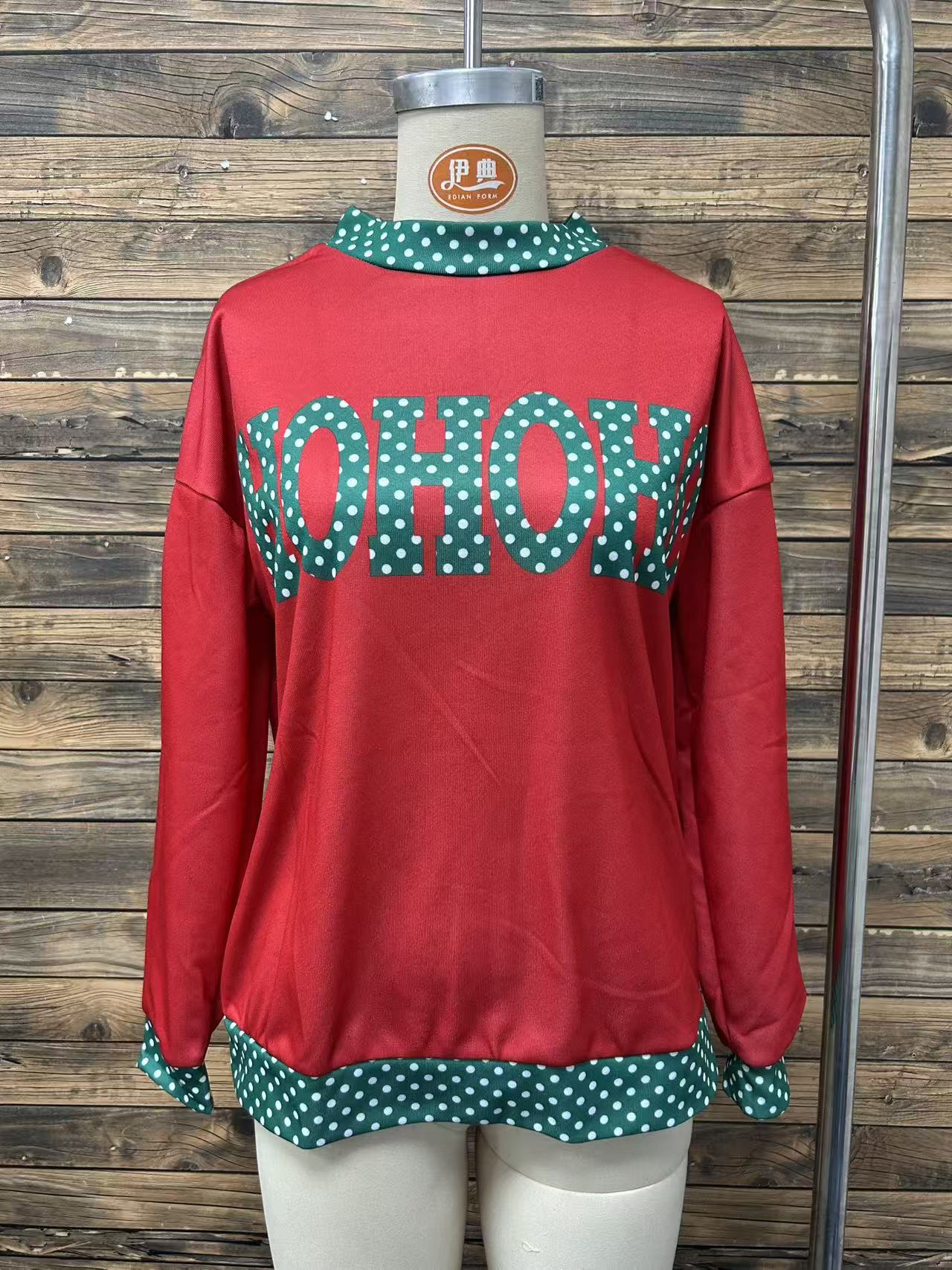 Polka Dot Contrast Trim Oversized Sweatshirt