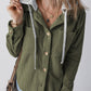 Drawstring Hooded Corduroy Jacket