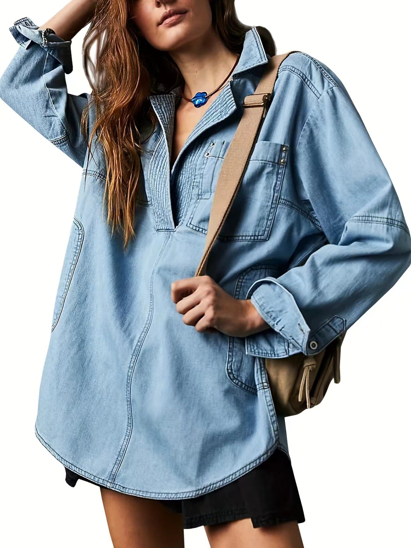 Long-sleeved Coat V-neck