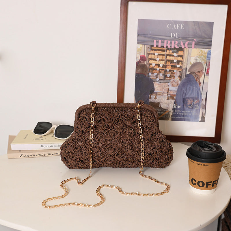 Handcrafted Openwork Straw Crossbody Bag