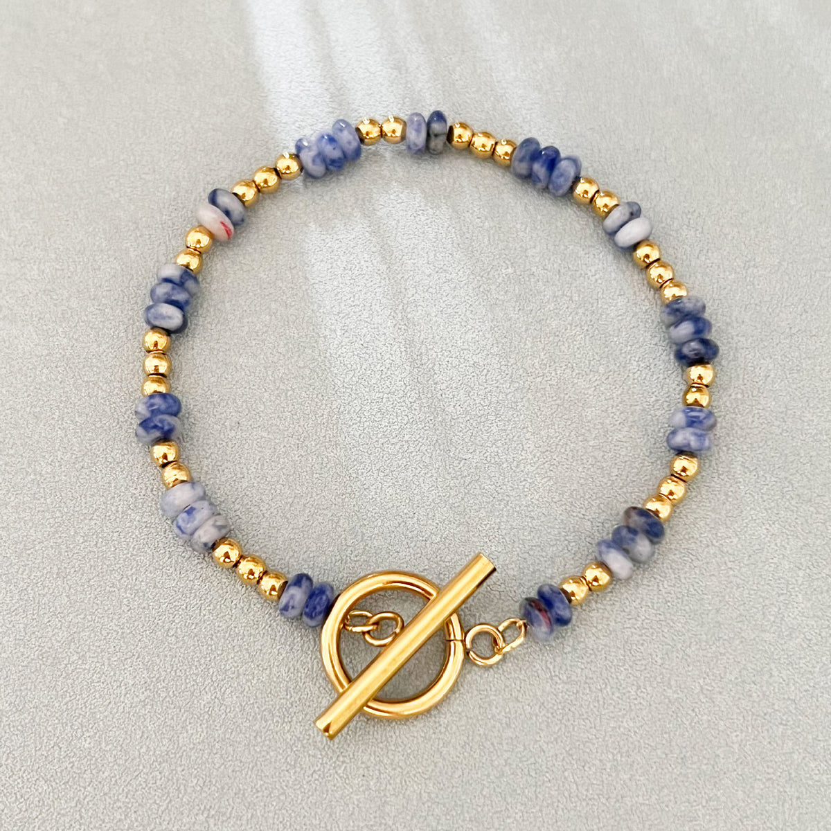 Dainty Gemstone & Gold Bead Bracelet